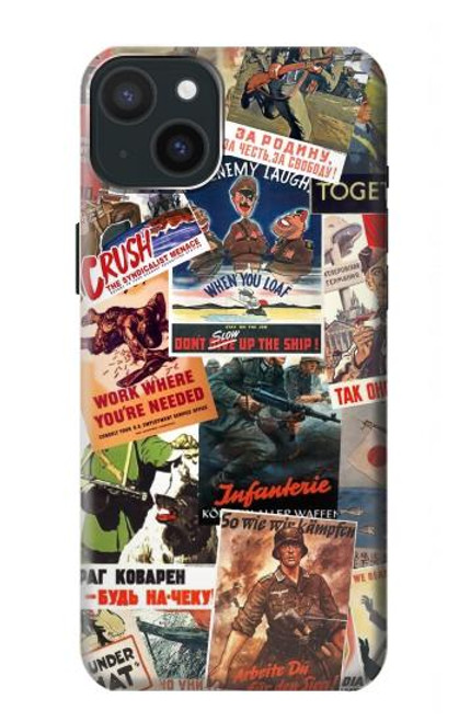 W3905 Vintage Army Poster Hard Case and Leather Flip Case For iPhone 15 Plus