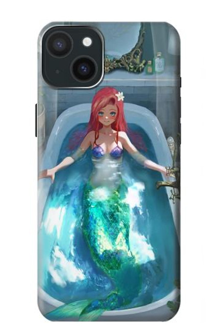 W3911 Cute Little Mermaid Aqua Spa Hard Case and Leather Flip Case For iPhone 15 Plus