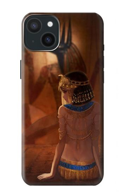 W3919 Egyptian Queen Cleopatra Anubis Hard Case and Leather Flip Case For iPhone 15 Plus