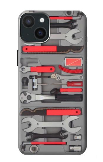 W3921 Bike Repair Tool Graphic Paint Hard Case and Leather Flip Case For iPhone 15 Plus