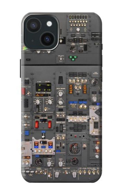 W3944 Overhead Panel Cockpit Hard Case and Leather Flip Case For iPhone 15 Plus