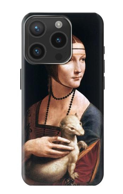 W3471 Lady Ermine Leonardo da Vinci Hard Case and Leather Flip Case For iPhone 15 Pro