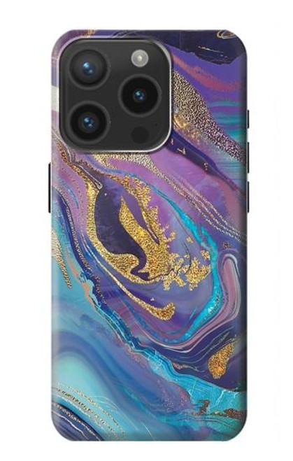 W3676 Colorful Abstract Marble Stone Hard Case and Leather Flip Case For iPhone 15 Pro