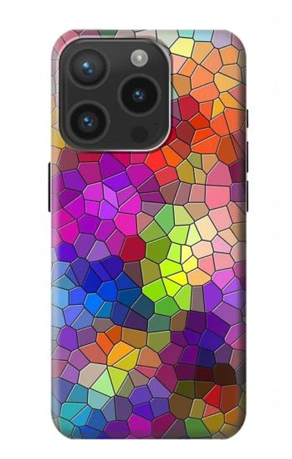 W3677 Colorful Brick Mosaics Hard Case and Leather Flip Case For iPhone 15 Pro