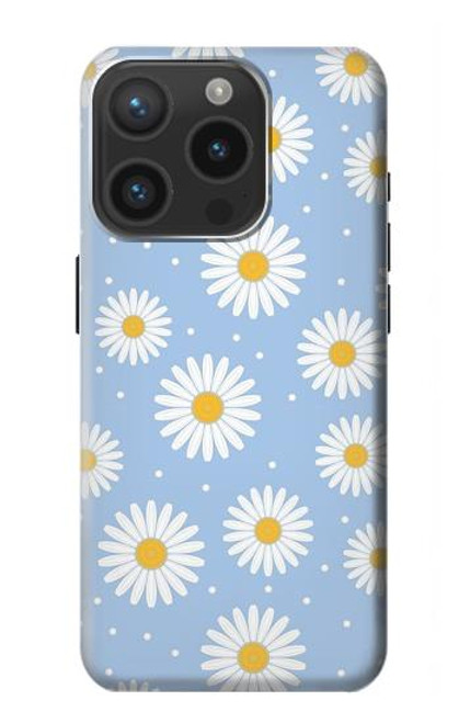 W3681 Daisy Flowers Pattern Hard Case and Leather Flip Case For iPhone 15 Pro