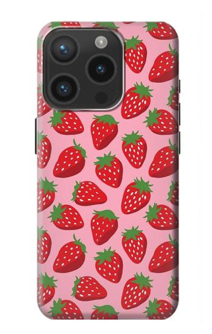 W3719 Strawberry Pattern Hard Case and Leather Flip Case For iPhone 15 Pro