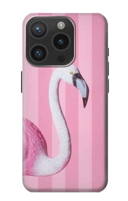 W3805 Flamingo Pink Pastel Hard Case and Leather Flip Case For iPhone 15 Pro