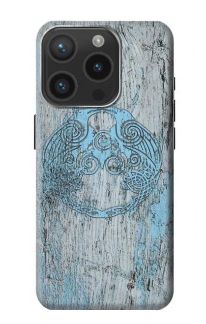 W3829 Huginn And Muninn Twin Ravens Norse Hard Case and Leather Flip Case For iPhone 15 Pro