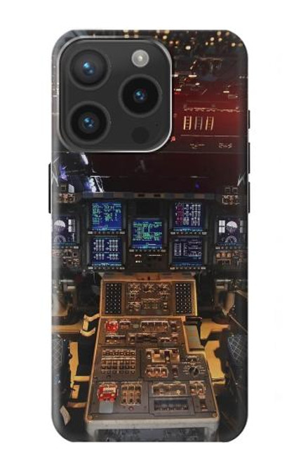 W3836 Airplane Cockpit Hard Case and Leather Flip Case For iPhone 15 Pro