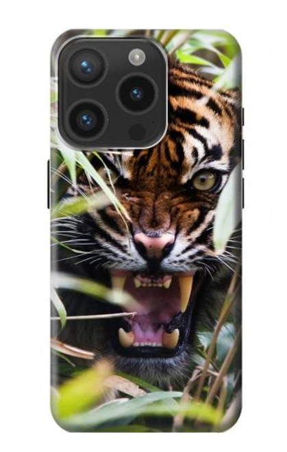 W3838 Barking Bengal Tiger Hard Case and Leather Flip Case For iPhone 15 Pro
