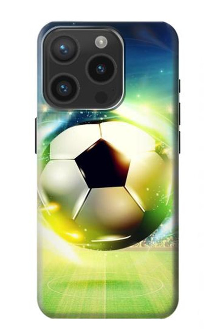 W3844 Glowing Football Soccer Ball Hard Case and Leather Flip Case For iPhone 15 Pro