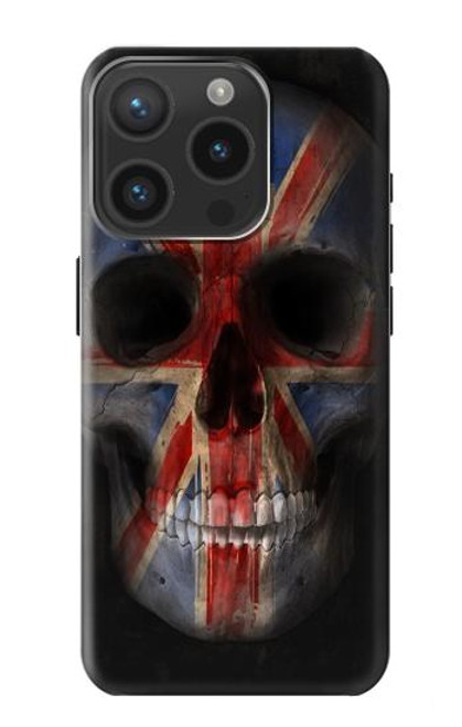 W3848 United Kingdom Flag Skull Hard Case and Leather Flip Case For iPhone 15 Pro