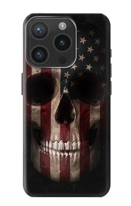 W3850 American Flag Skull Hard Case and Leather Flip Case For iPhone 15 Pro