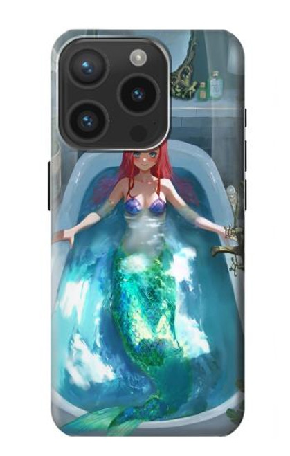 W3911 Cute Little Mermaid Aqua Spa Hard Case and Leather Flip Case For iPhone 15 Pro