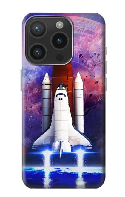 W3913 Colorful Nebula Space Shuttle Hard Case and Leather Flip Case For iPhone 15 Pro