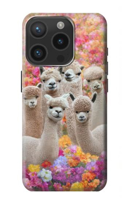 W3916 Alpaca Family Baby Alpaca Hard Case and Leather Flip Case For iPhone 15 Pro