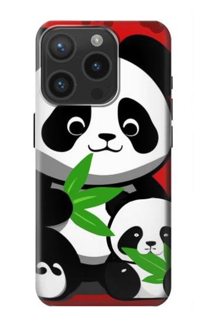 W3929 Cute Panda Eating Bamboo Hard Case and Leather Flip Case For iPhone 15 Pro