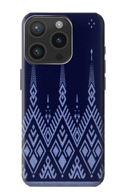 W3950 Textile Thai Blue Pattern Hard Case and Leather Flip Case For iPhone 15 Pro
