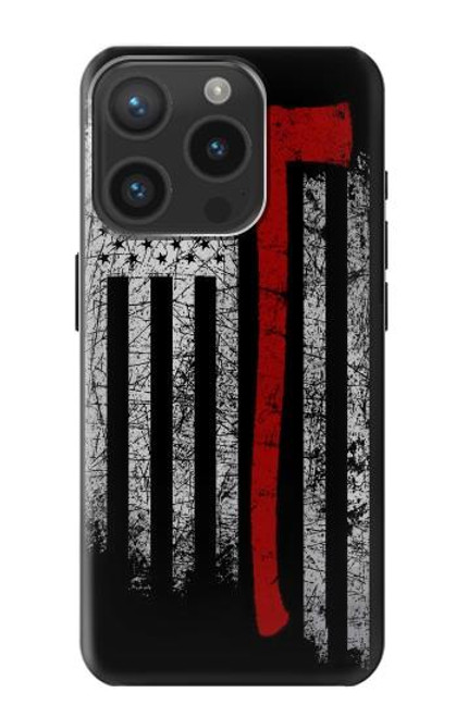 W3958 Firefighter Axe Flag Hard Case and Leather Flip Case For iPhone 15 Pro