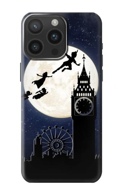 W3249 Peter Pan Fly Full Moon Night Hard Case and Leather Flip Case For iPhone 15 Pro Max