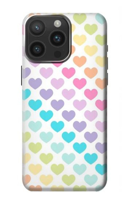 W3499 Colorful Heart Pattern Hard Case and Leather Flip Case For iPhone 15 Pro Max