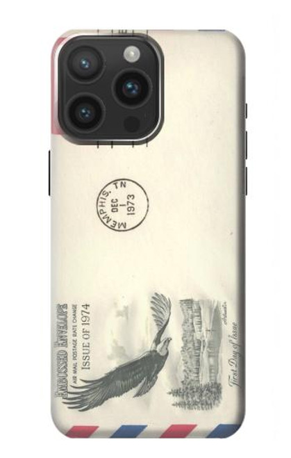 W3551 Vintage Airmail Envelope Art Hard Case and Leather Flip Case For iPhone 15 Pro Max