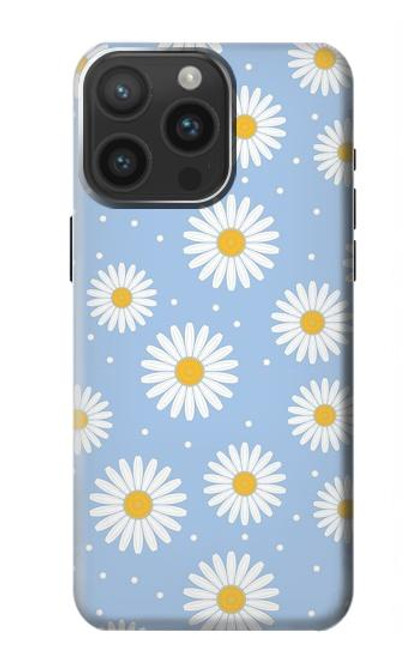 W3681 Daisy Flowers Pattern Hard Case and Leather Flip Case For iPhone 15 Pro Max