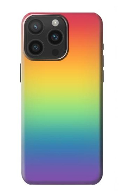 W3698 LGBT Gradient Pride Flag Hard Case and Leather Flip Case For iPhone 15 Pro Max