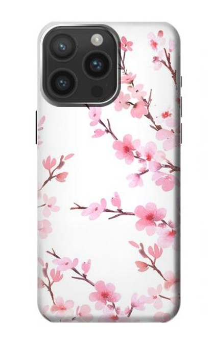 W3707 Pink Cherry Blossom Spring Flower Hard Case and Leather Flip Case For iPhone 15 Pro Max