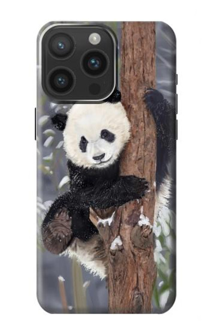 W3793 Cute Baby Panda Snow Painting Hard Case and Leather Flip Case For iPhone 15 Pro Max