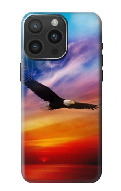 W3841 Bald Eagle Flying Colorful Sky Hard Case and Leather Flip Case For iPhone 15 Pro Max