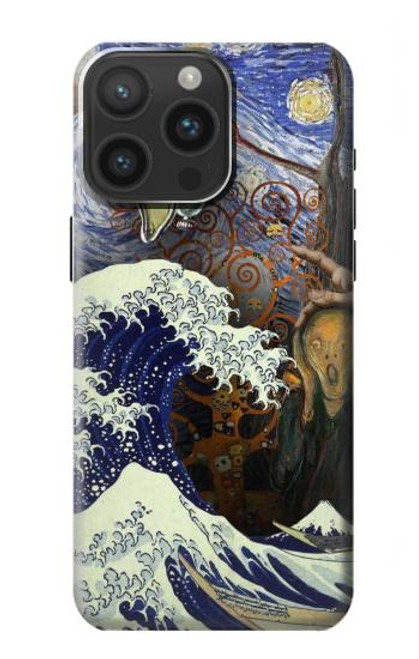 W3851 World of Art Van Gogh Hokusai Da Vinci Hard Case and Leather Flip Case For iPhone 15 Pro Max