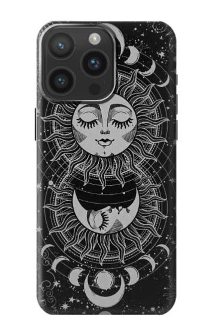 W3854 Mystical Sun Face Crescent Moon Hard Case and Leather Flip Case For iPhone 15 Pro Max