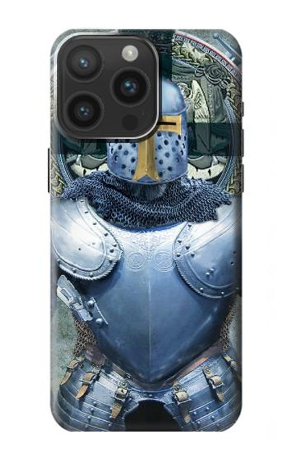 W3864 Medieval Templar Heavy Armor Knight Hard Case and Leather Flip Case For iPhone 15 Pro Max