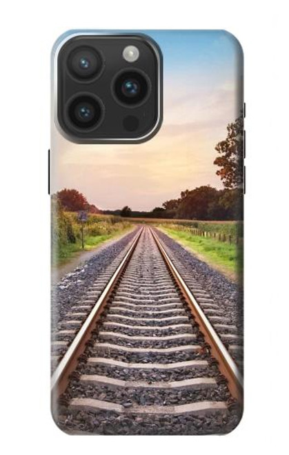 W3866 Railway Straight Train Track Hard Case and Leather Flip Case For iPhone 15 Pro Max