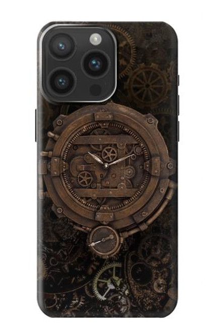 W3902 Steampunk Clock Gear Hard Case and Leather Flip Case For iPhone 15 Pro Max
