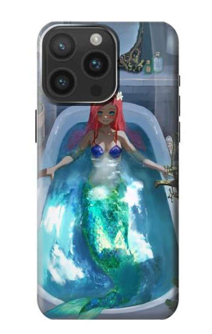 W3912 Cute Little Mermaid Aqua Spa Hard Case and Leather Flip Case For iPhone 15 Pro Max