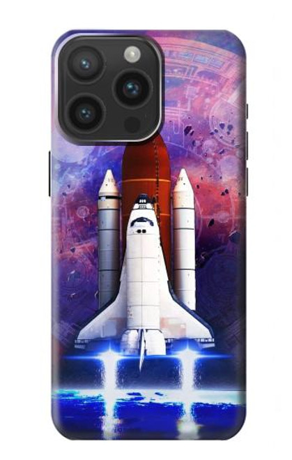 W3913 Colorful Nebula Space Shuttle Hard Case and Leather Flip Case For iPhone 15 Pro Max