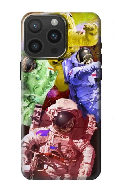 W3914 Colorful Nebula Astronaut Suit Galaxy Hard Case and Leather Flip Case For iPhone 15 Pro Max