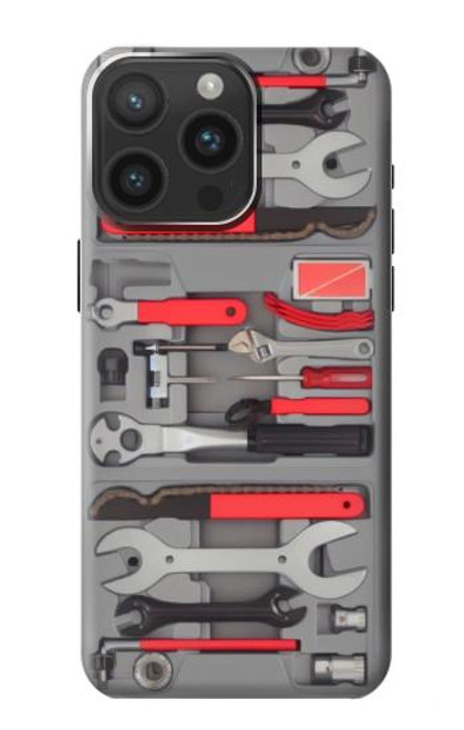 W3921 Bike Repair Tool Graphic Paint Hard Case and Leather Flip Case For iPhone 15 Pro Max