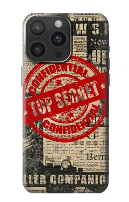 W3937 Text Top Secret Art Vintage Hard Case and Leather Flip Case For iPhone 15 Pro Max