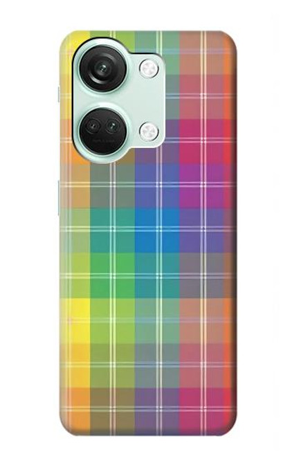 W3942 LGBTQ Rainbow Plaid Tartan Hard Case and Leather Flip Case For OnePlus Nord 3