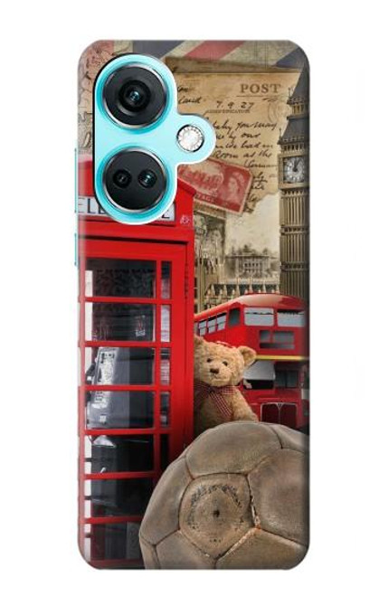 W3856 Vintage London British Hard Case and Leather Flip Case For OnePlus Nord CE3