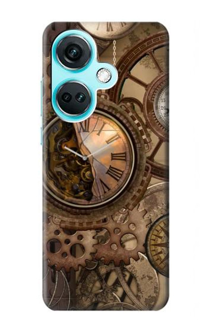 W3927 Compass Clock Gage Steampunk Hard Case and Leather Flip Case For OnePlus Nord CE3