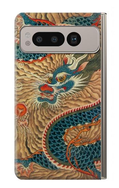 W3541 Dragon Cloud Painting Hard Case and Leather Flip Case For Google Pixel Fold
