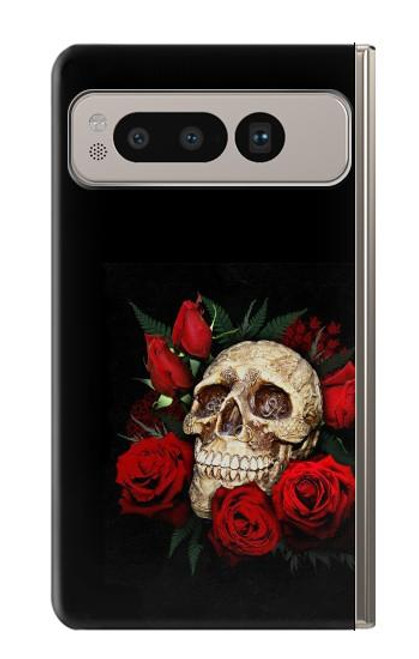 W3753 Dark Gothic Goth Skull Roses Hard Case and Leather Flip Case For Google Pixel Fold