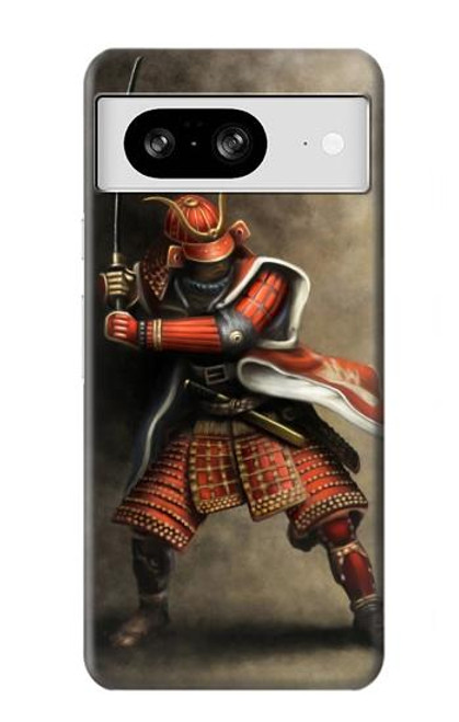 W0796 Japan Red Samurai Hard Case and Leather Flip Case For Google Pixel 8
