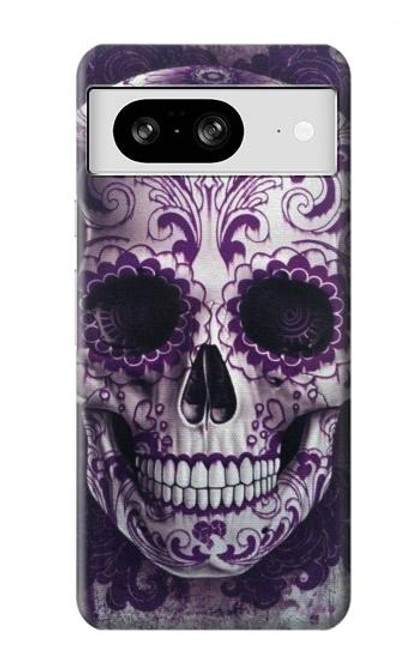 W3582 Purple Sugar Skull Hard Case and Leather Flip Case For Google Pixel 8