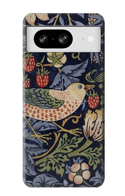 W3791 William Morris Strawberry Thief Fabric Hard Case and Leather Flip Case For Google Pixel 8