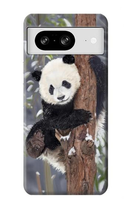 W3793 Cute Baby Panda Snow Painting Hard Case and Leather Flip Case For Google Pixel 8